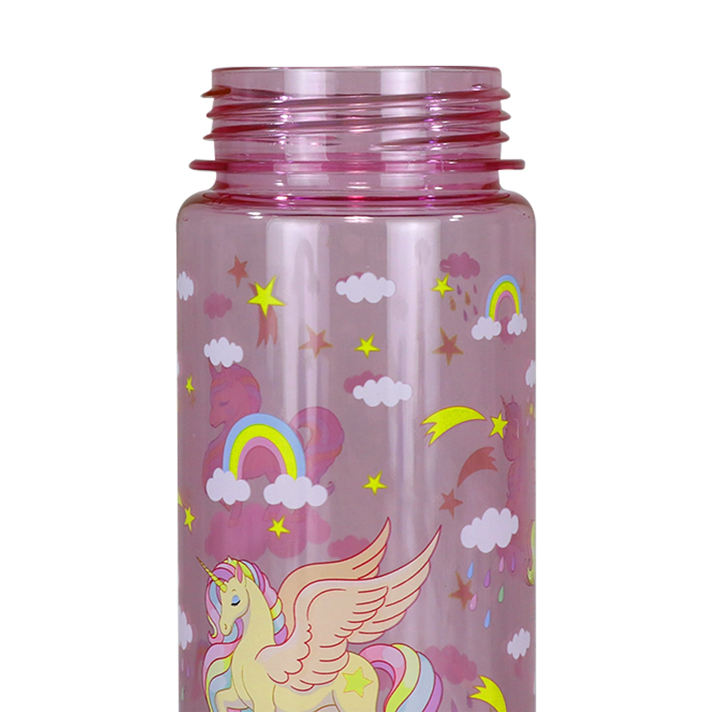 Smily Kiddos Straight Water Bottle With Flip Top Nozzle Unicorn Theme - Pink & Blue