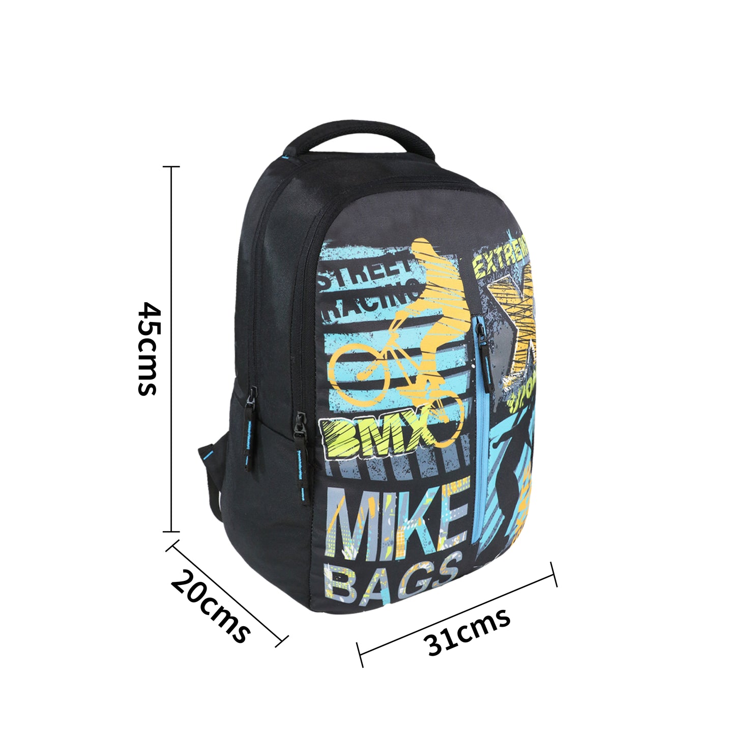 Mike Quadra 28L School Backpack for Boys & Girls - Black