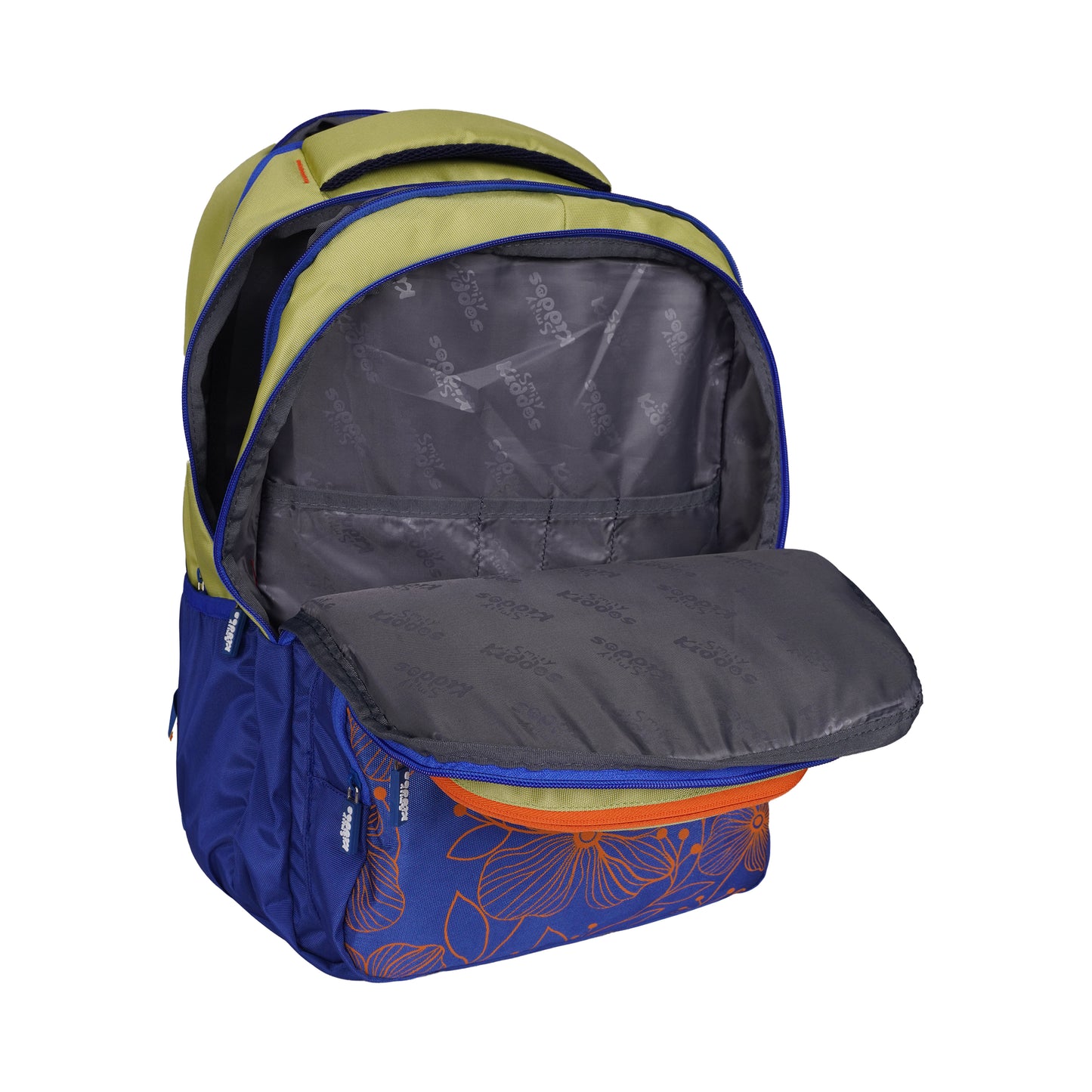 Smily Kiddos Giggle Laptop Backpack – Blue & Green with Rain Cover