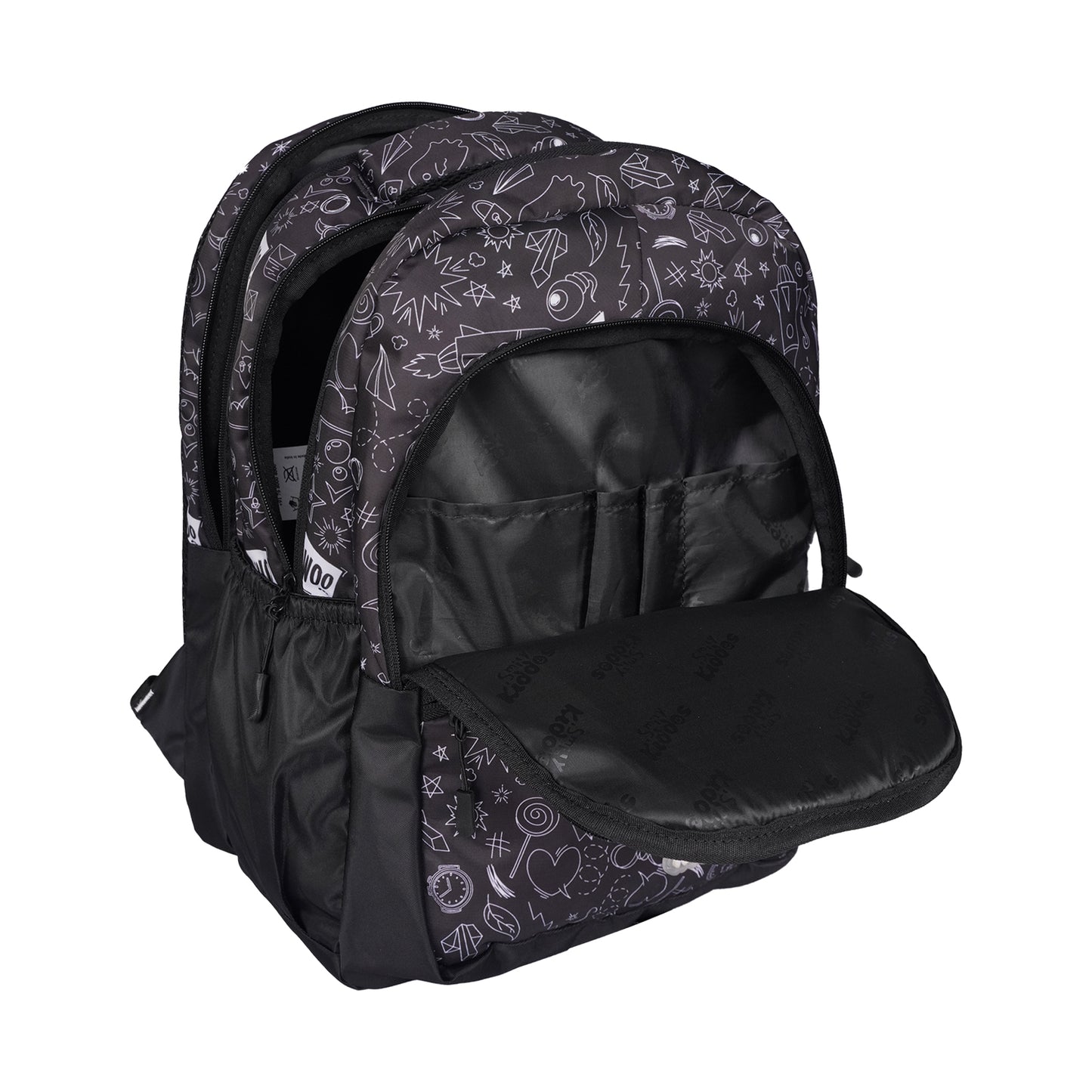 Smily Kiddos Coco Backpack Black | Stylish & Lightweight School Bag for Kids (16x12x9)