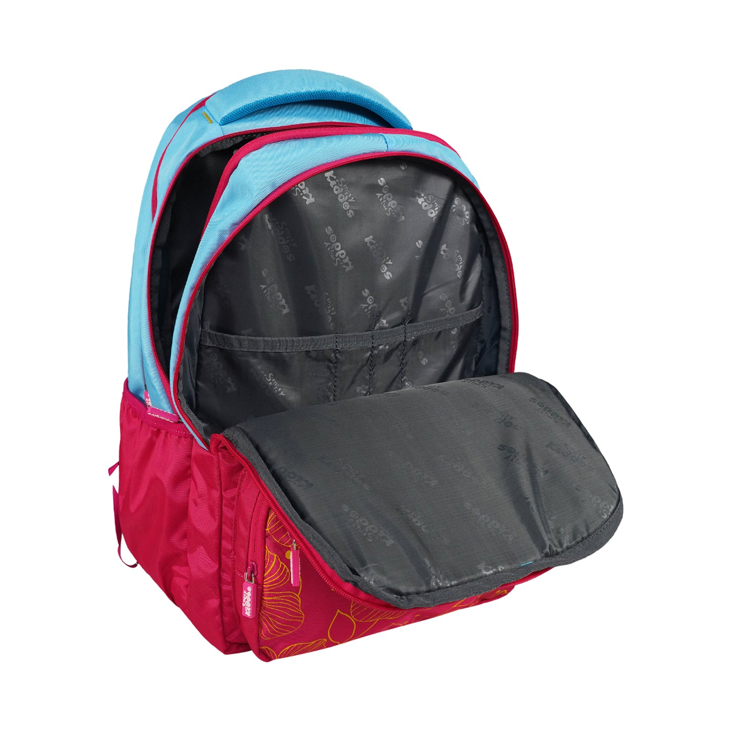Smily Kiddos Giggle Laptop Backpack – Pink & Light Blue with Rain Cover