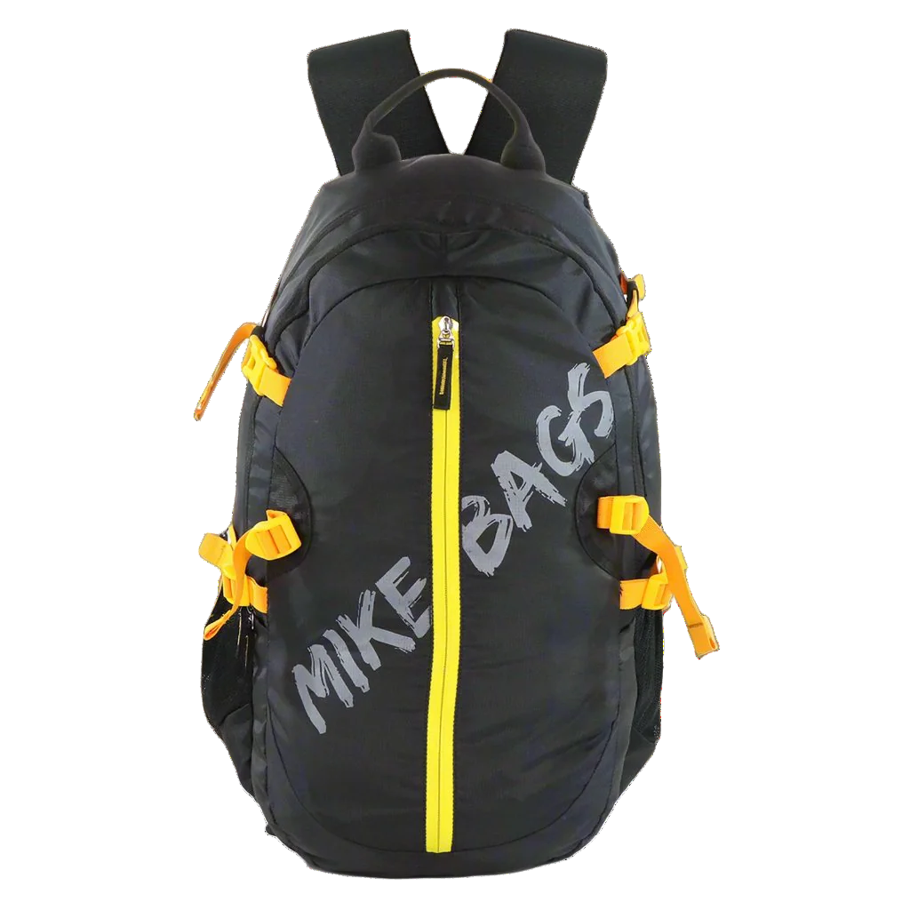Mike Enticer 42L Trekking Backpack - Black with Yellow Zip