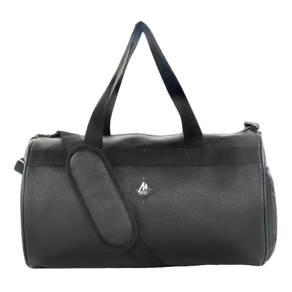 Mike PU Leather Duffel Bag - Black