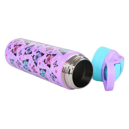 Smily Kiddos Insulated Water Bottle 600ml - Butterfly Theme Purple
