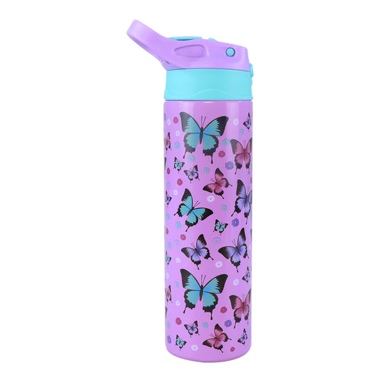 Smily Kiddos Insulated Water Bottle 600ml : Butterfly/Camo Theme (Pack of 2)