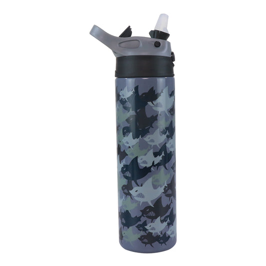 Smily Kiddos Insulated Water Bottle 600ml - Shark Theme Grey