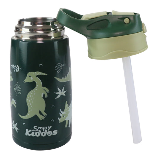 Smily Kiddos Insulated Water Bottle 450ml - Dino Theme Green