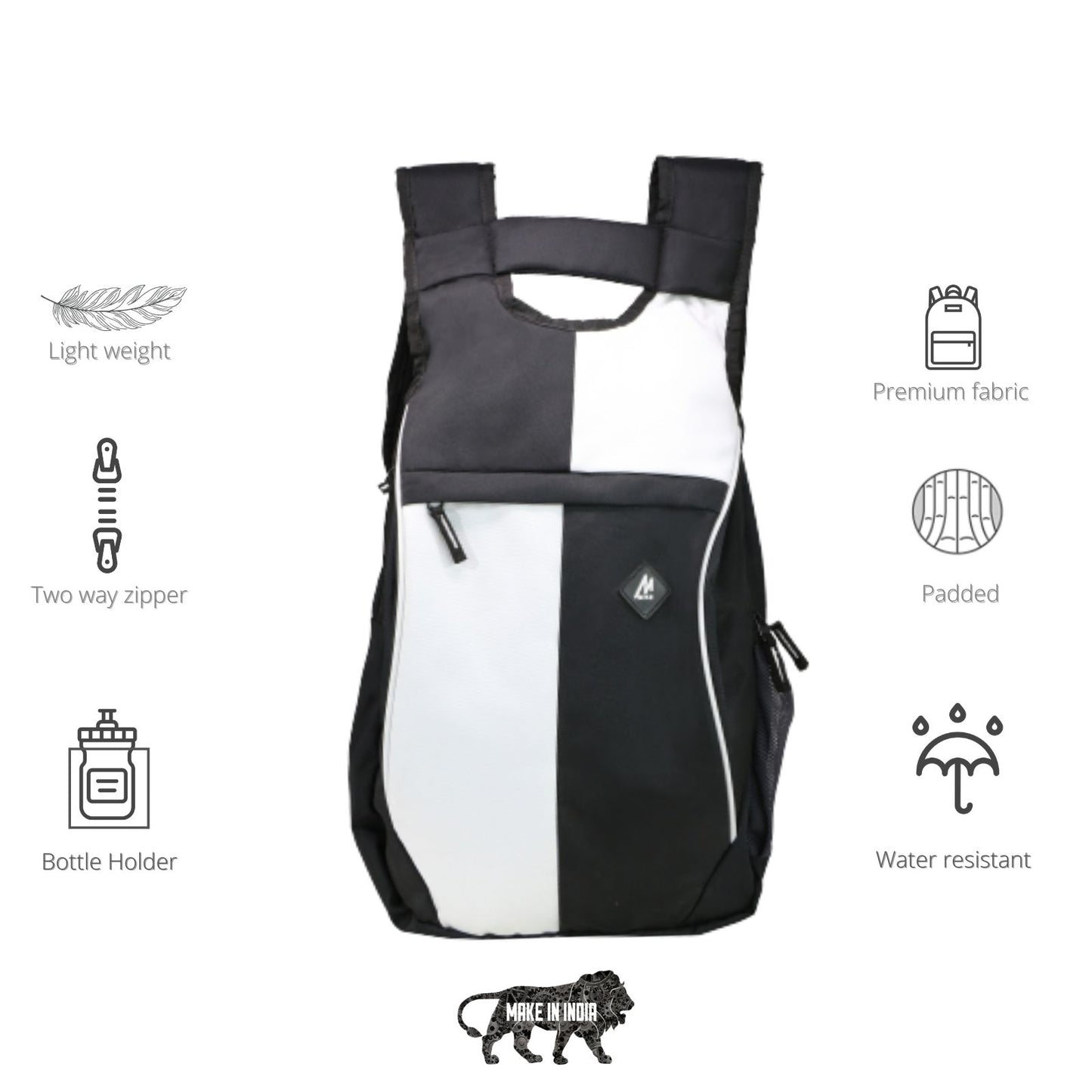 Mike Multi purpose Laptop Backpack - White & Black