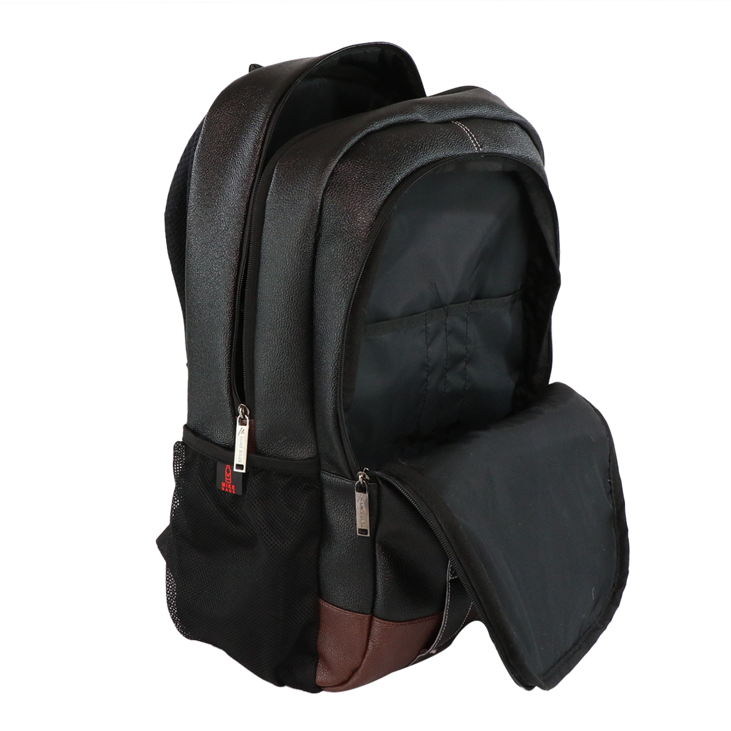 Mike Octane 21L Faux Leather Laptop Backpack - Black