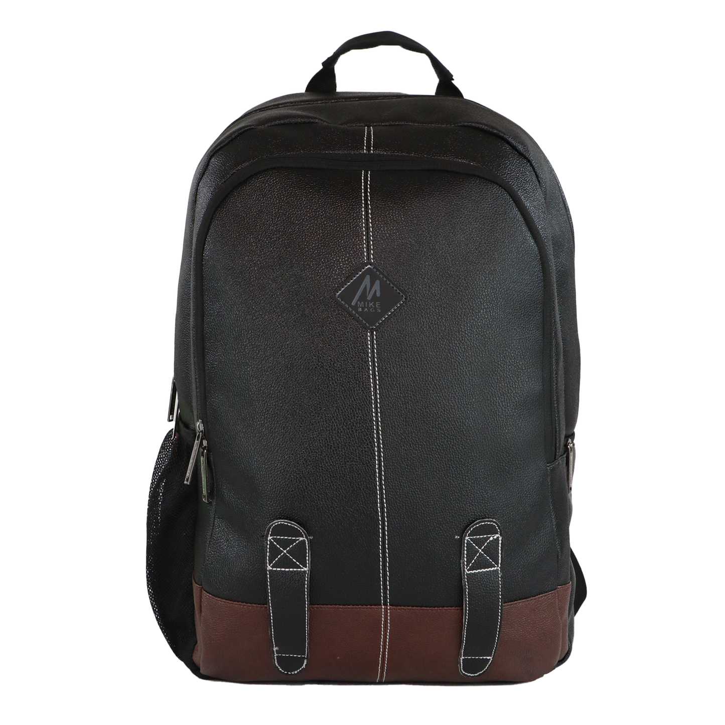 Mike Octane 21L Faux Leather Laptop Backpack - Black