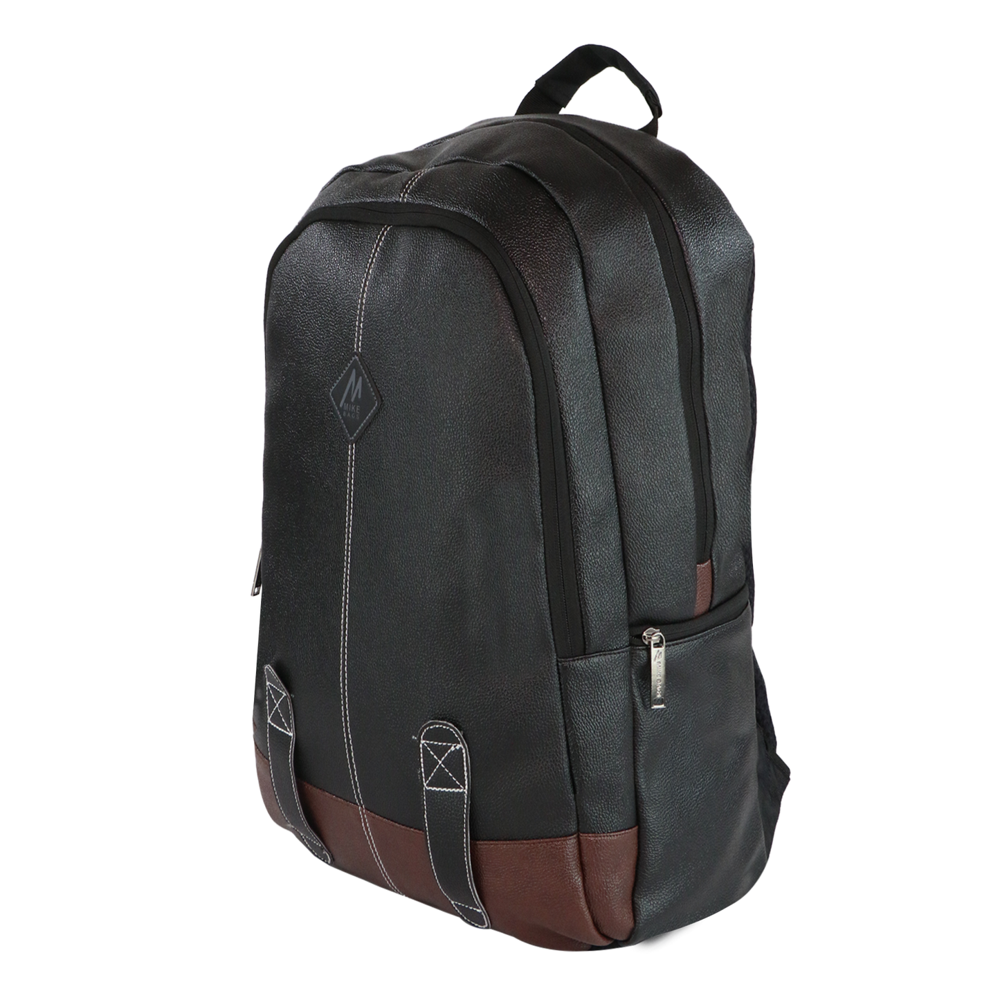 Mike Octane 21L Faux Leather Laptop Backpack - Black
