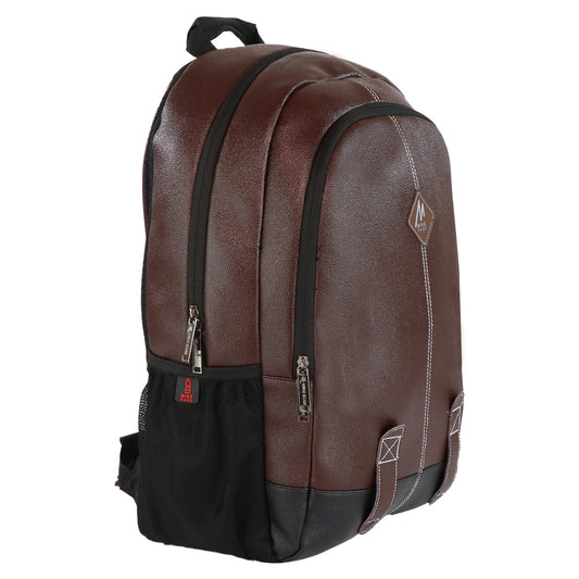 Mike Octane 21L Faux Leather Laptop Backpack - Dark Brown