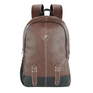 Mike Octane Faux Leather Laptop Backpack -  Tan