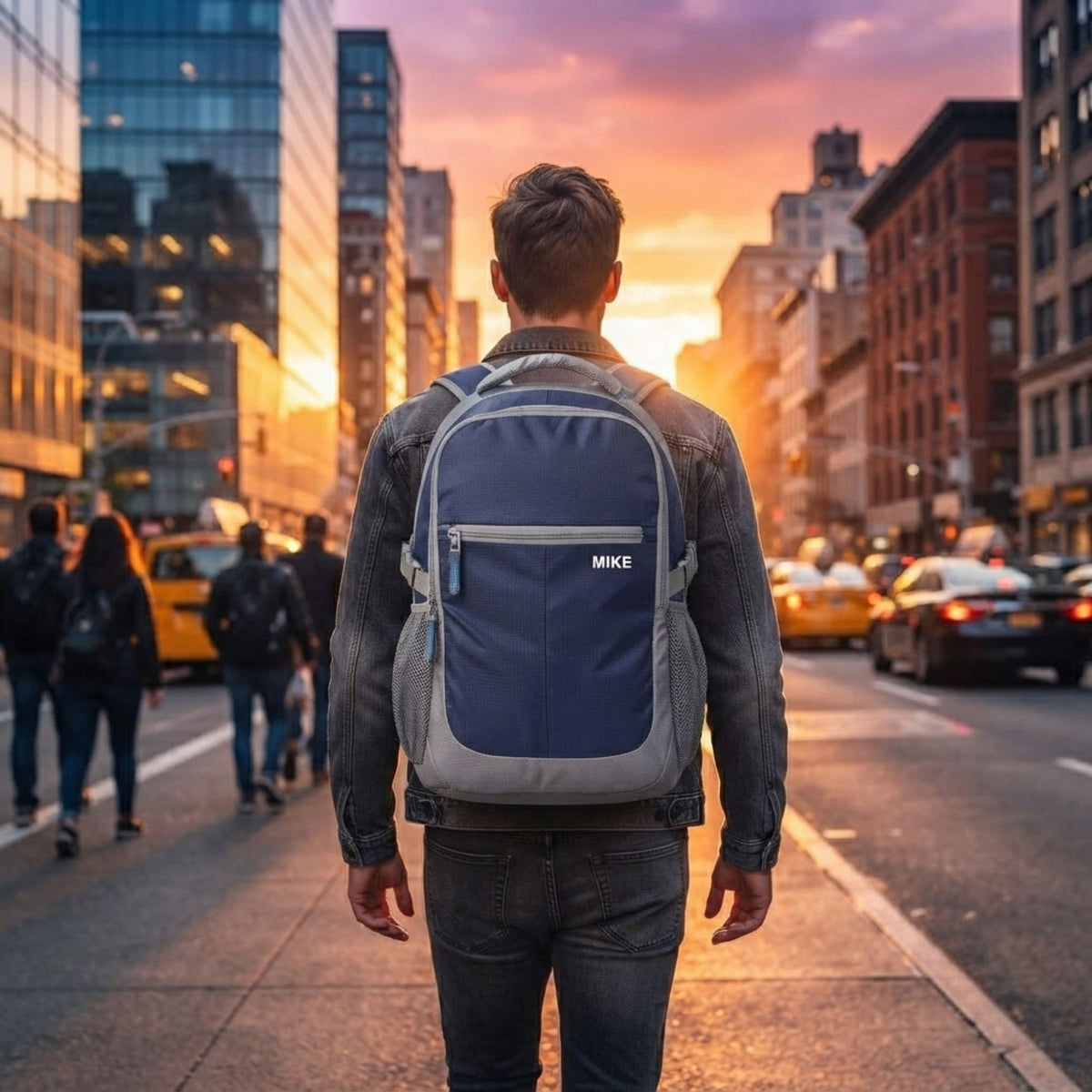 Mike Pro Vault Backpack - Navy Blue & Grey