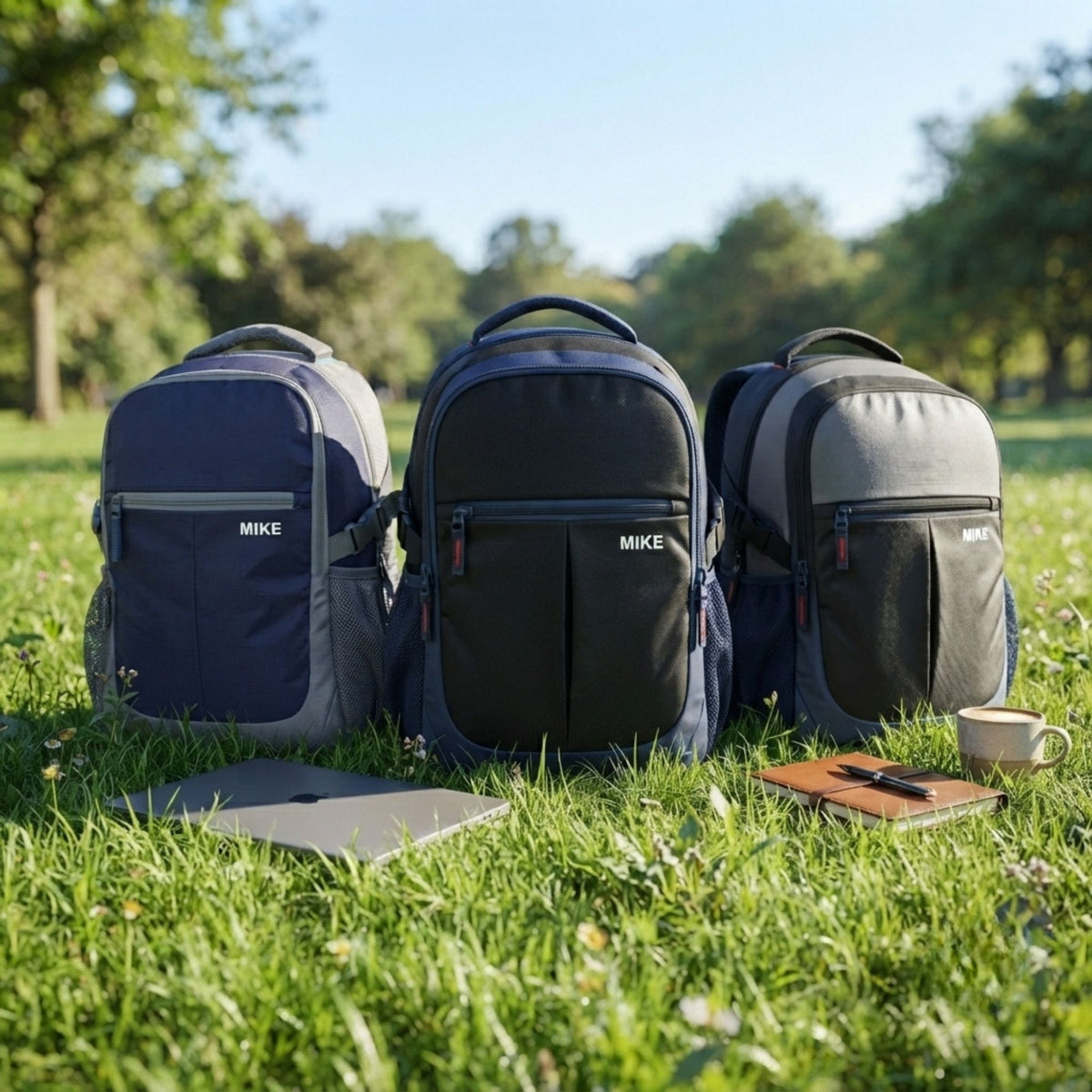 Mike Pro Vault Backpack - Navy Blue & Grey