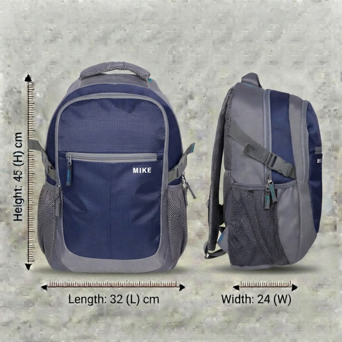 Mike Pro Vault Backpack - Navy Blue & Grey