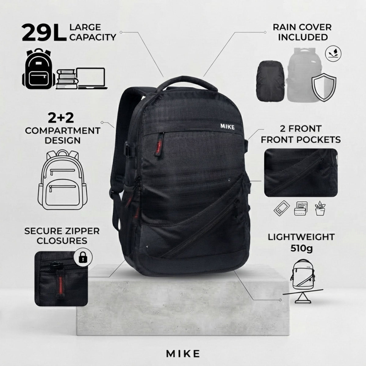 Mike Vectra Backpack - Black