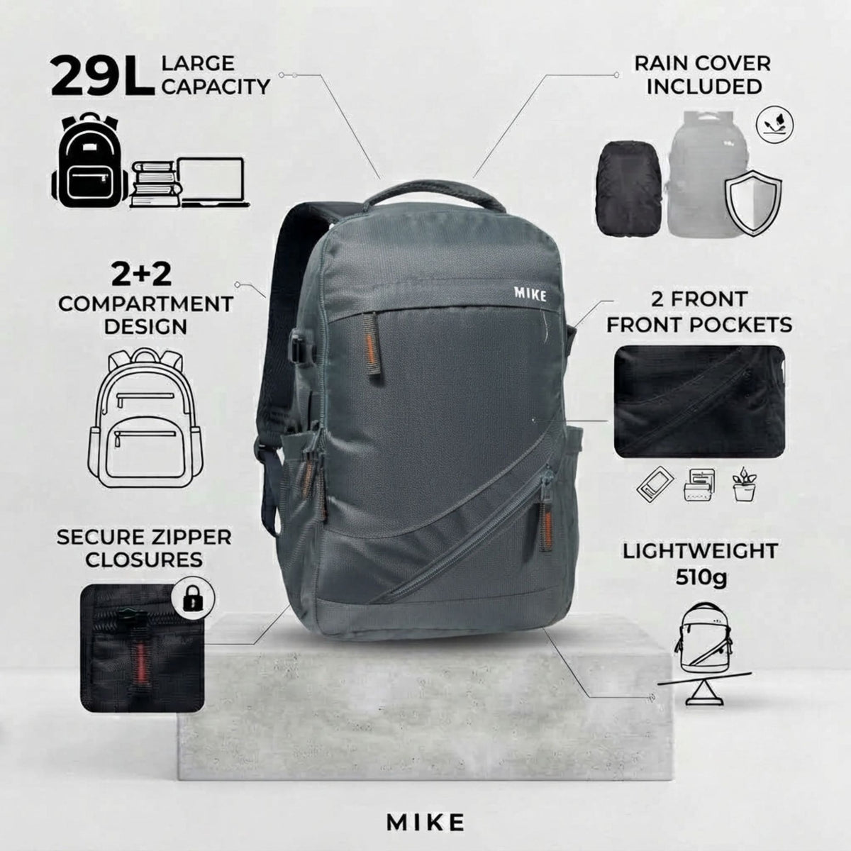 Mike Vectra Backpack - Grey