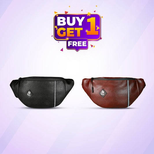 Mike leather Waist Bag for Men  women Fanny Combo Pack for Hiking Travel Camping Running Sports Outdoors, with Adjustable Strap