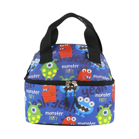 Image of Smily Kiddos Double Decker Lunch Bag  Monster Theme - Blue LxWxH :25.5 X 17 X 20 CM