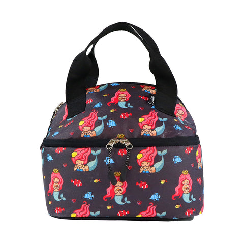 Image of Smily Kiddos Double Decker Lunch Bag Merimaid Theme - Violet LxWxH :25.5 X 17 X 20 CM