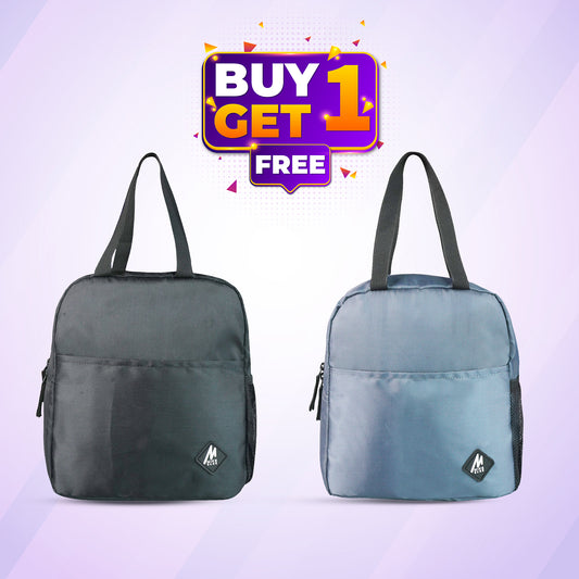 Mike Bag School and college unisex Lunch bag combo Pack of 2 Water ressitant Backpack  (Black Blue, 8L)