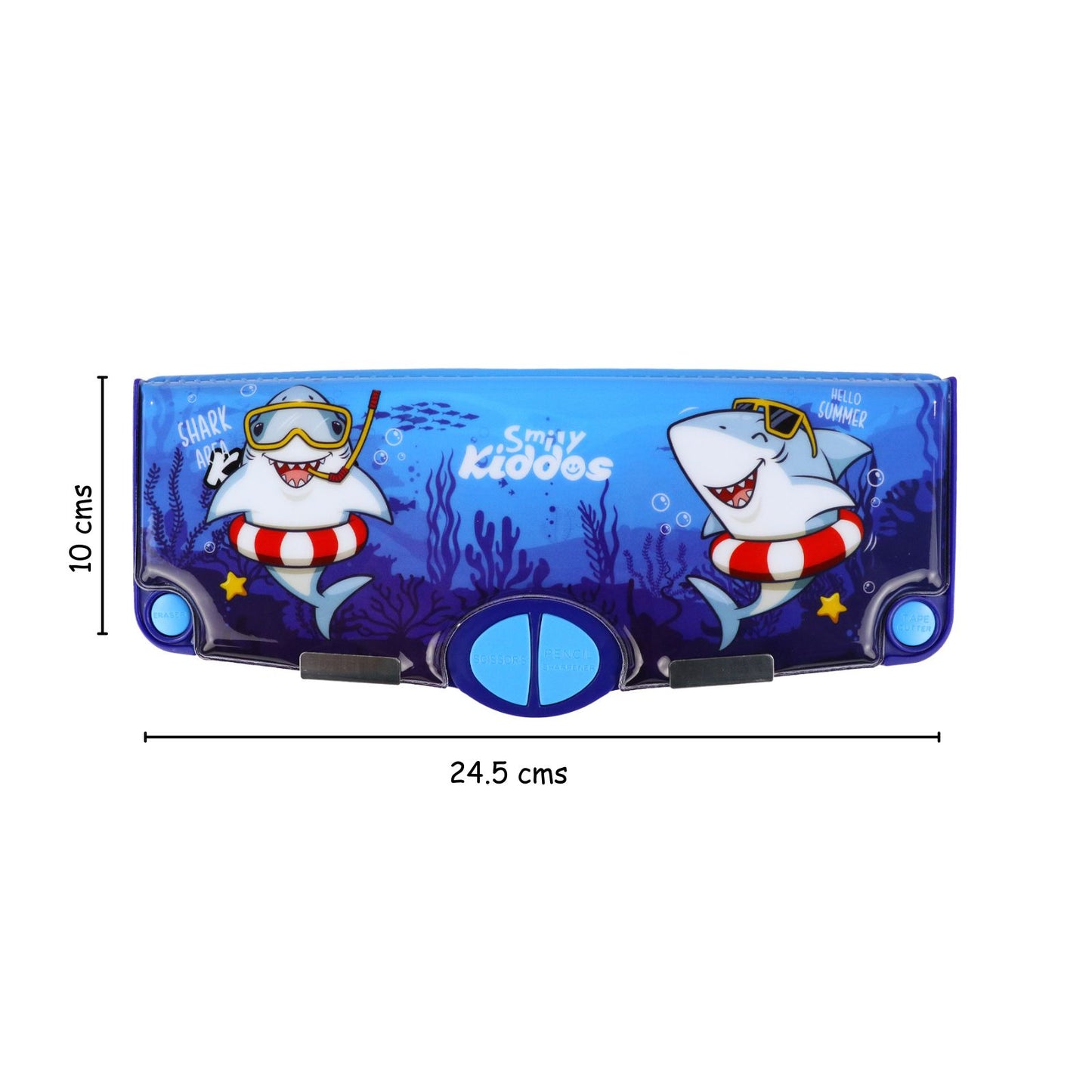 Smily Kiddos Pop Out Pencil box Shark Theme - Blue