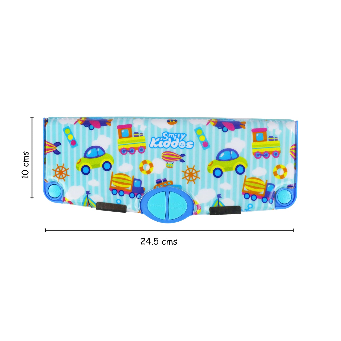 Smily Kiddos Pop Out Pencil box Transport Theme - Light Blue