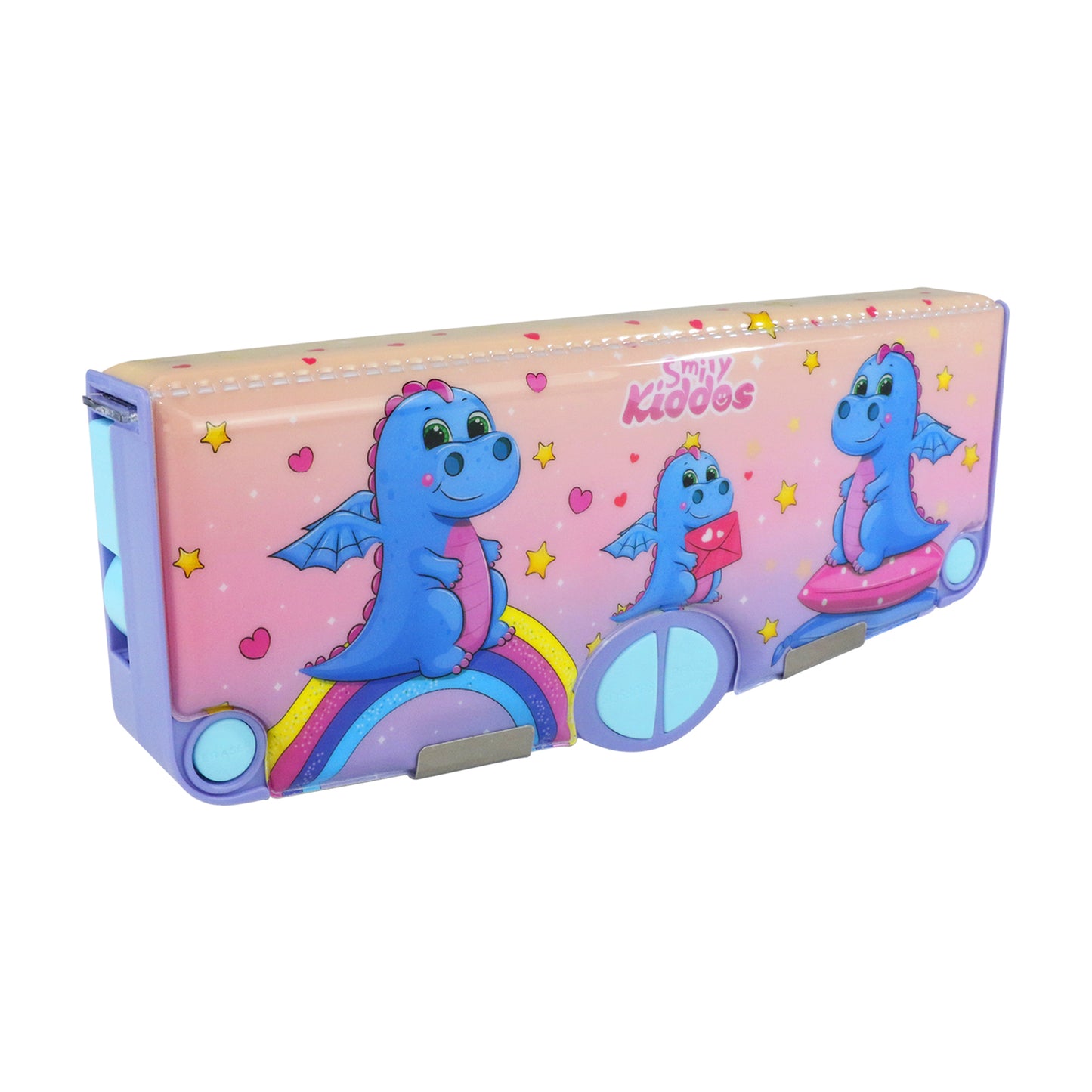 Smily Kiddos Pop Out Pencil box Dragon Theme - Light Pink