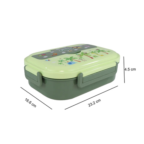 Image of Smily kiddos Stainless Wildlife Theme Lunch Box -  Green- Large