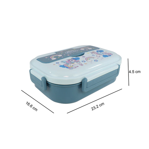 Image of Smily kiddos Stainless Unicorn Theme Lunch Box -Light Blue - Large