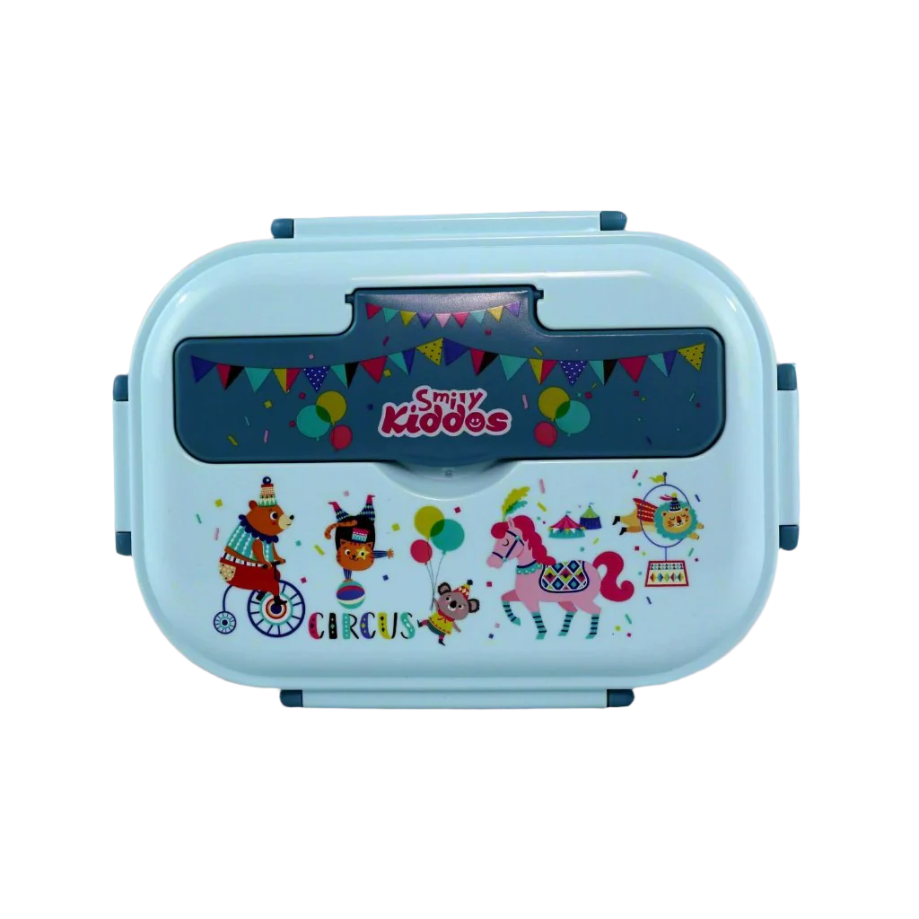 Smily kiddos Stainless Steel Circus Theme Lunch Box - Light Blue for 3+ years