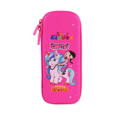 Image of Smily Kiddos - Licensed Chhota Bheem  - Stylish & Spacious Hardtop EVA Pencil Case Chutki Unicorn - Pink