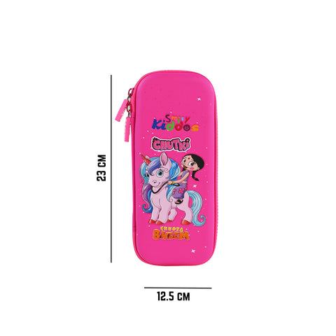 Image of Smily Kiddos - Licensed Chhota Bheem  - Stylish & Spacious Hardtop EVA Pencil Case Chutki Unicorn - Pink