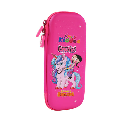 Image of Smily Kiddos - Licensed Chhota Bheem  - Stylish & Spacious Hardtop EVA Pencil Case Chutki Unicorn - Pink