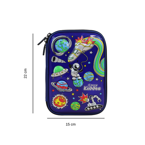 Image of Smily Kiddos Single Compartment pencil case v2 Space Theme Blue