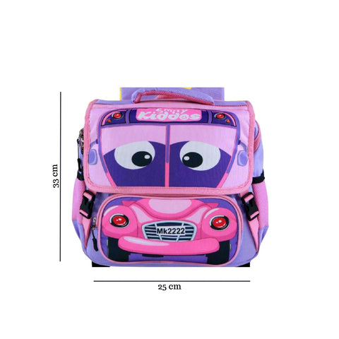Image of Smily Kiddos School Bags for Kids – School Bus Theme Bag for Kids, Boys, Lightweight, | 12 x 33 x 24 CM) Pink
