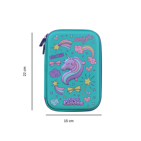 Image of Smily Kiddos Single Compartment pencil case v2 unicorn theme green