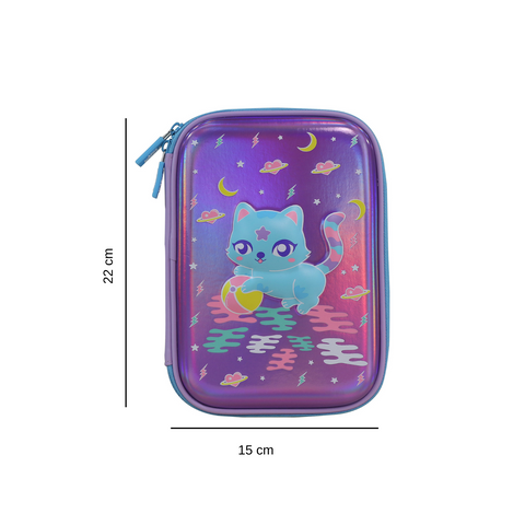 Image of Smily Kiddos Single Compartment pencil case v2 Kitty Theme Purple