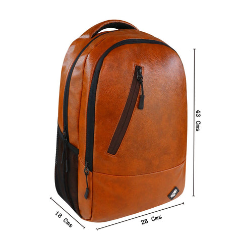 Image of Mike Bags Faux Leather 14 Inch Laptop Backpack/ Travel/ College - TAN