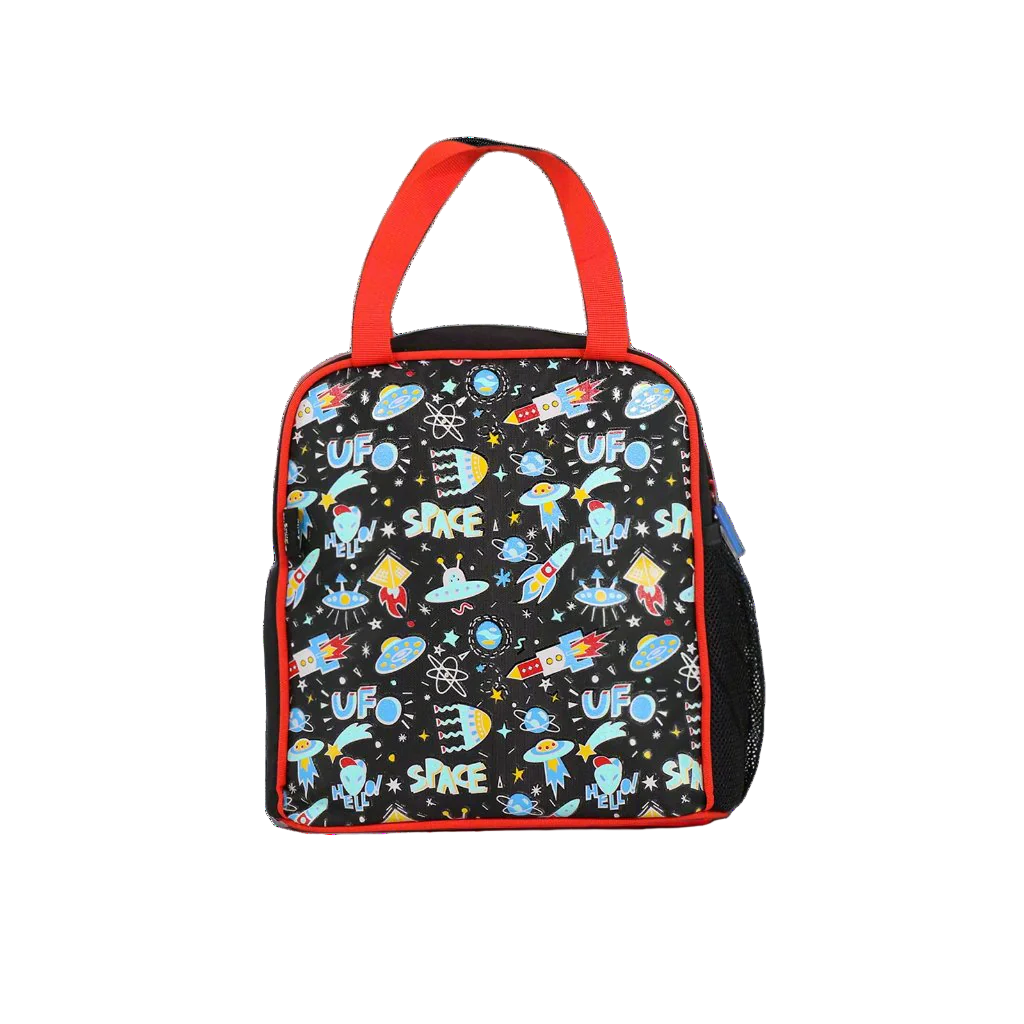 Smily kiddos joy lunch bag-Space Theme Black