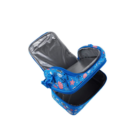 Image of Double Decker Lunch Bag V3 | Baby Shark Theme | Spacious Lunch Tote for Kids - Blue