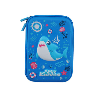 Single Compartment Pencil Case V3 | Baby Shark Theme | Durable & Spacious Hardtop Stationery Organizer - Blue