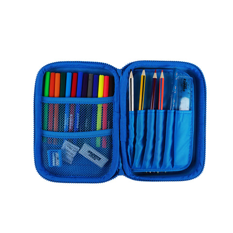 Image of Single Compartment Pencil Case V3 | Baby Shark Theme | Durable & Spacious Hardtop Stationery Organizer - Blue