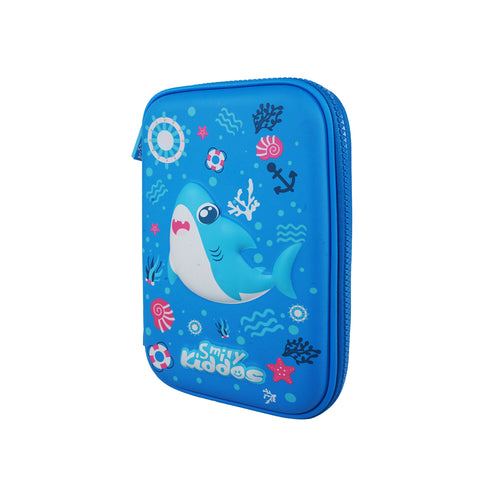 Image of Single Compartment Pencil Case V3 | Baby Shark Theme | Durable & Spacious Hardtop Stationery Organizer - Blue