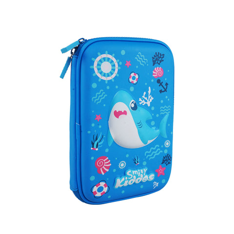 Image of Single Compartment Pencil Case V3 | Baby Shark Theme | Durable & Spacious Hardtop Stationery Organizer - Blue