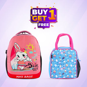 Mike Preschool Backpack Summer Bunny joy lunch bag-Cupcake Theme pink