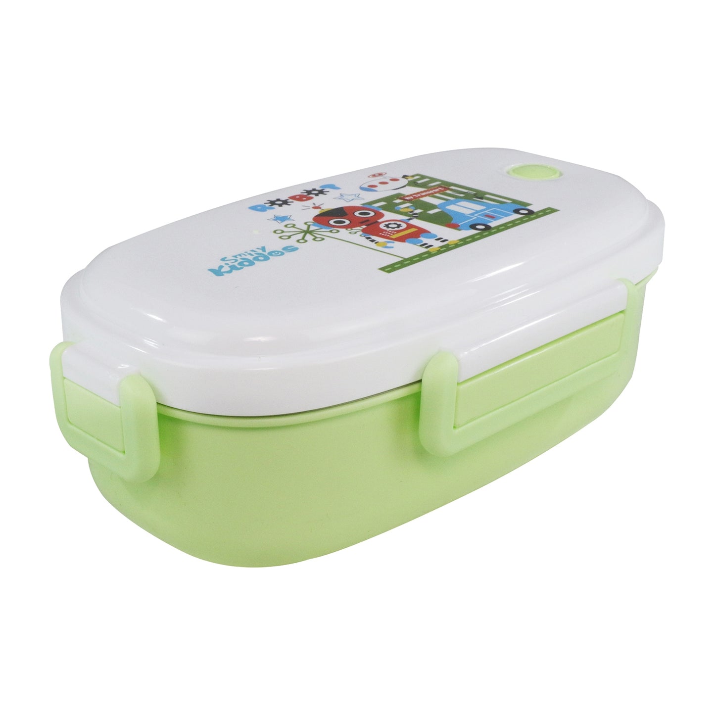 Smily kiddos Stainless Steel Lunch Box Small Robot Theme - Green -3+ years