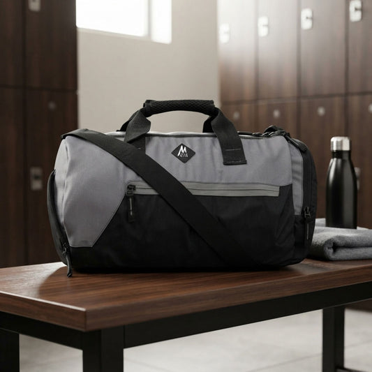 Mike Fit Gear Gym Bag with Shoe Compartment - Grey & Black