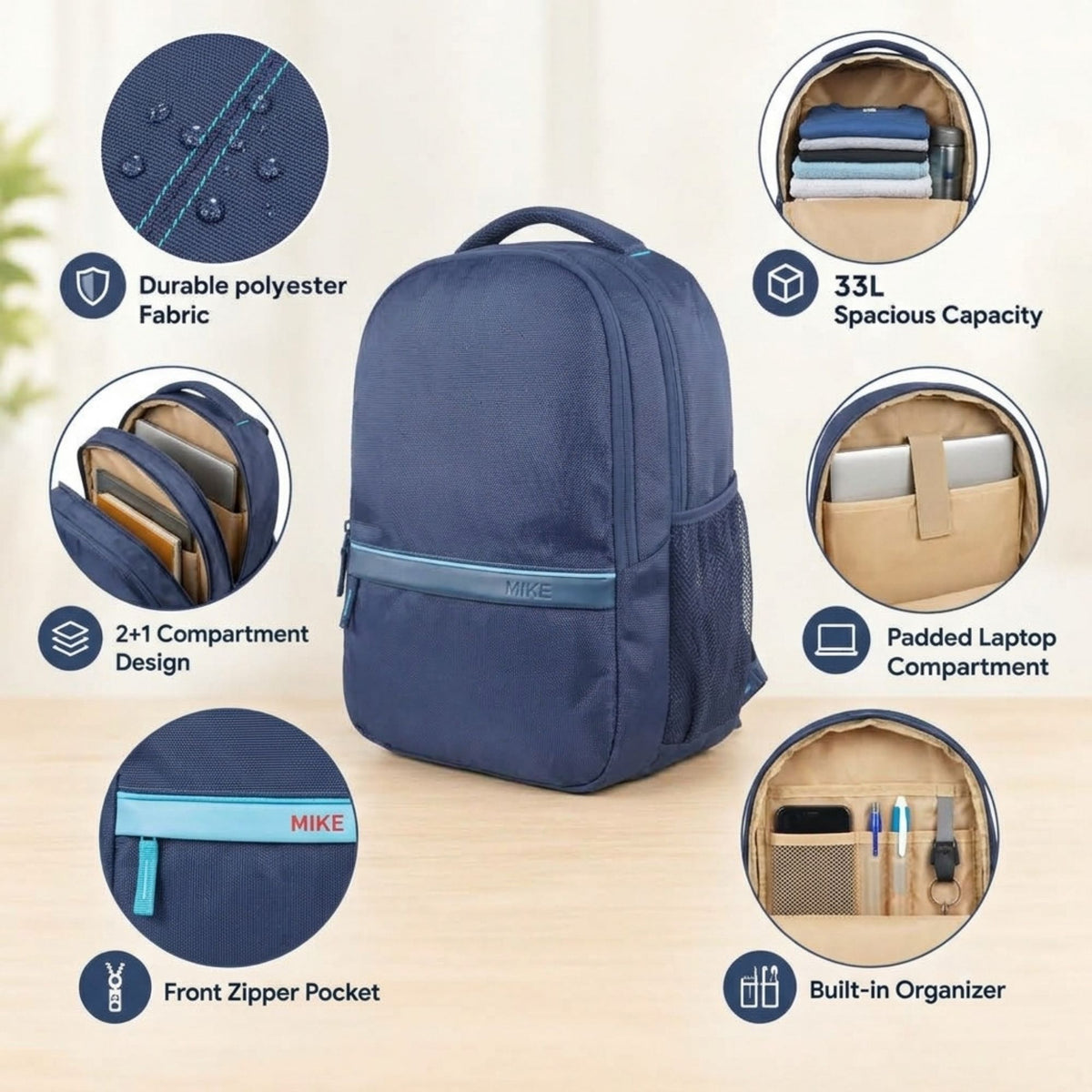 Mike Aerolite Backpack - Navy Blue